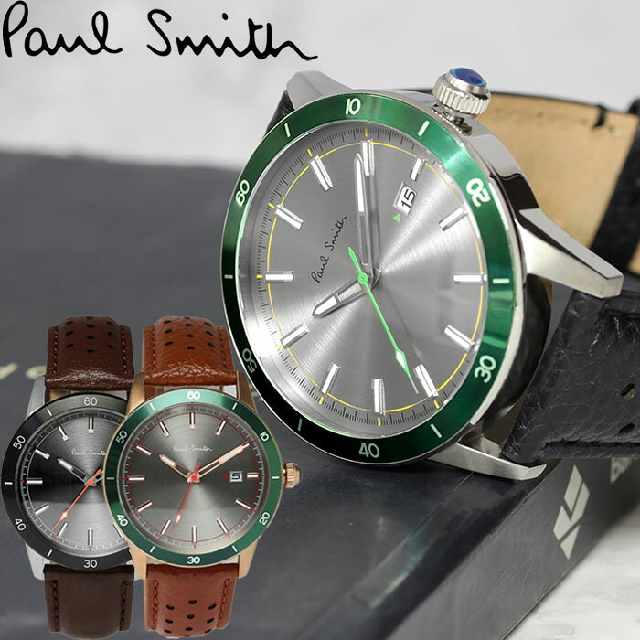 ポールスミス 腕時計 ポールスミス Paul Smith 腕時計 メンズ 革ベルト 43mm レザー クラシック ブランド 人気 ウォッチ ギフト プレゼント グリーン グレー シルバー ブラック ブラウン