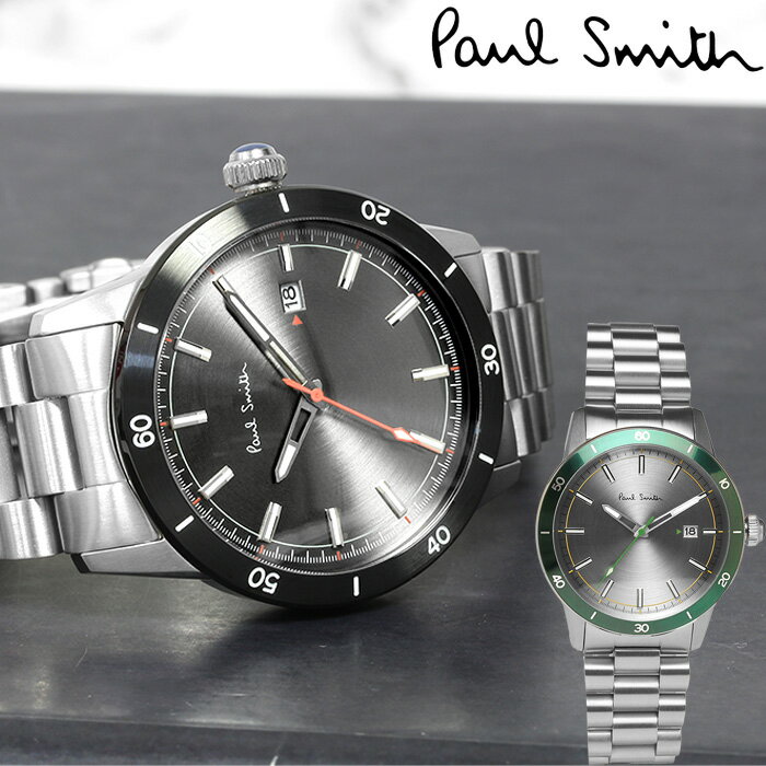 ポール・スミス ビジネス腕時計 メンズ 【マラソンセール】ポールスミス Paul Smith 腕時計 メンズ 43mm ステンレス クラシック ブランド 人気 ウォッチ ギフト プレゼント グリーン グレー ブラック シルバー