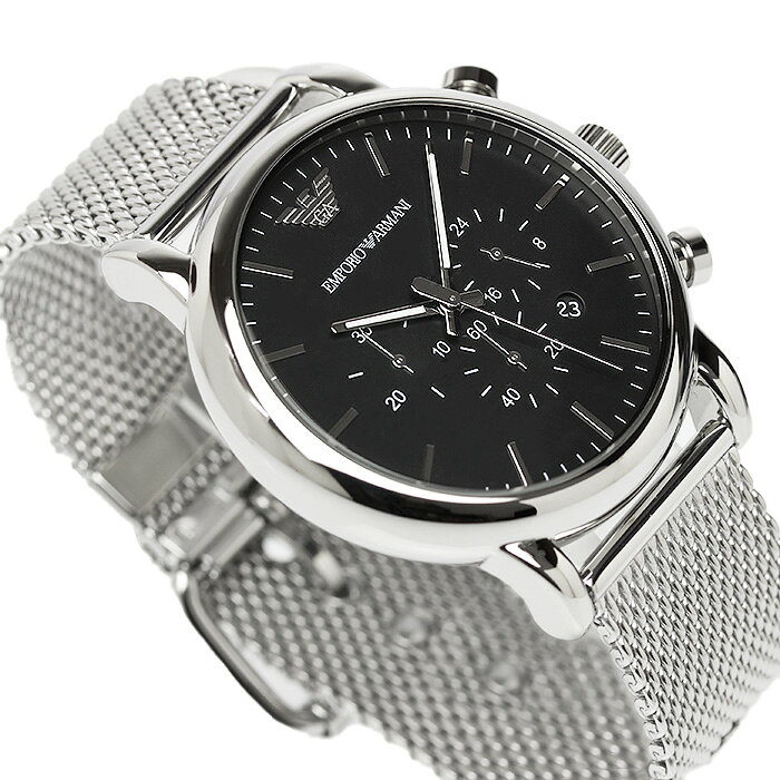 EMPORIO ARMANI エンポリオ アルマーニ 腕時計 メンズ クロノグラフ 時計 ブラック...