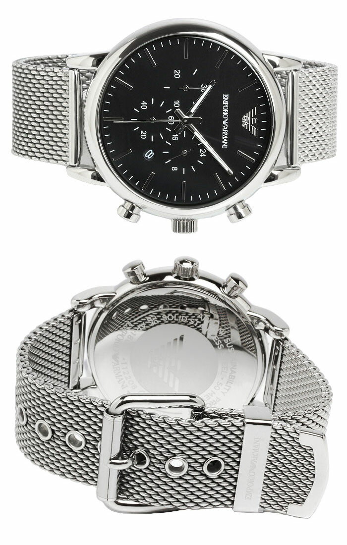 【楽天スーパーSALE】EMPORIO ARMANI エンポリオ アルマーニ メンズ 腕時計 ブレスレット セット LUIGI ブラック シルバー AR80062SET