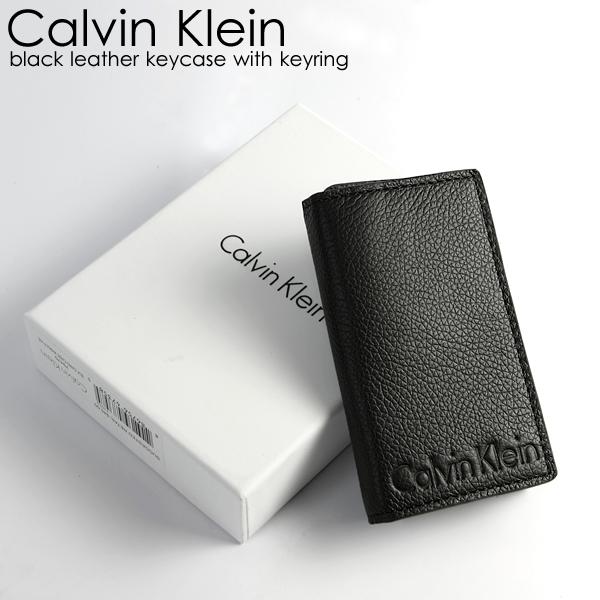 Calvin Klein カルバンクライン キーケース メンズ 本革 レザー ロゴ ブランド ブラック 型押し Men's