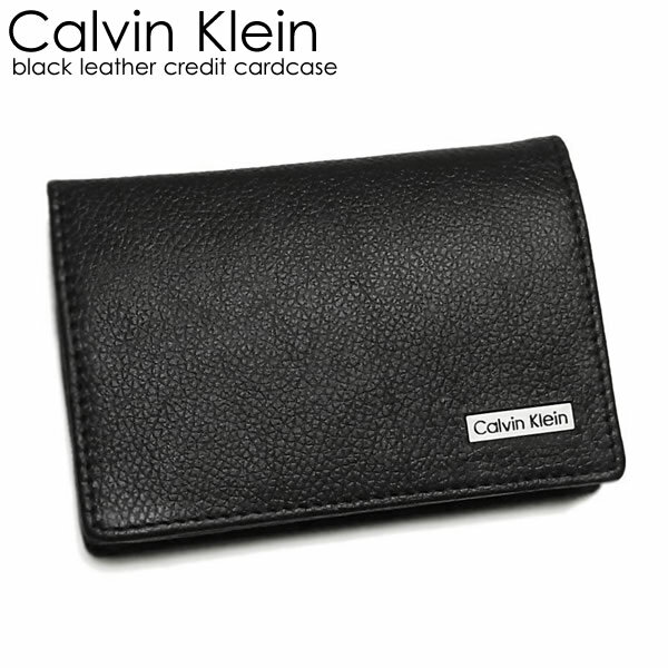 Calvin Klein カルバンクライン カードケース 名刺入れ 牛革 ロゴプレート マイナーチェンジモデル ブラック 79218 父の日 ギフト