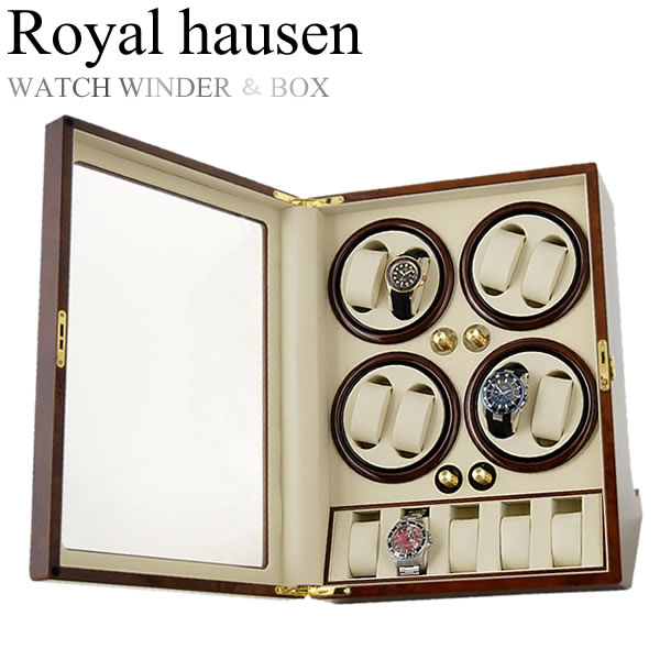 楽天CAMERONRoyal hausen ロイヤルハウゼン 時計ワインダー 自動巻き ワインディングマシーン マブチモーター 収納 コレクション ケース MDF 8本巻き 5本収納 GC03-Q88