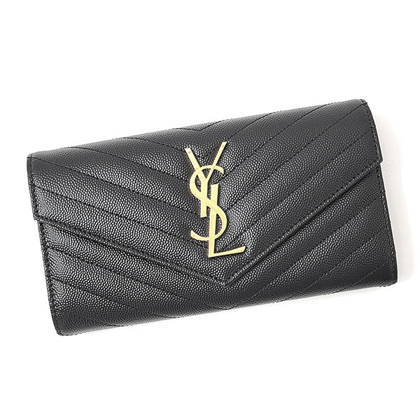 サンローラン 長財布 レディース サンローラン 財布 レディース Saint Laurent paris モノグラム 372264 BOW01 1000 ブラック+ゴールド金具