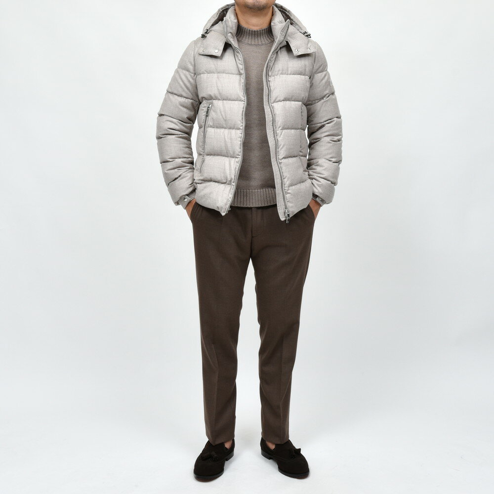 TATRAS / タトラスDOMIZIANOドミッツィアーノ Loro PianaロロピアーナSUPER150'sウォーターレペレントウールシルクサキソニーフーディーダウンブルゾン MTRL24A4289-D 74042000031