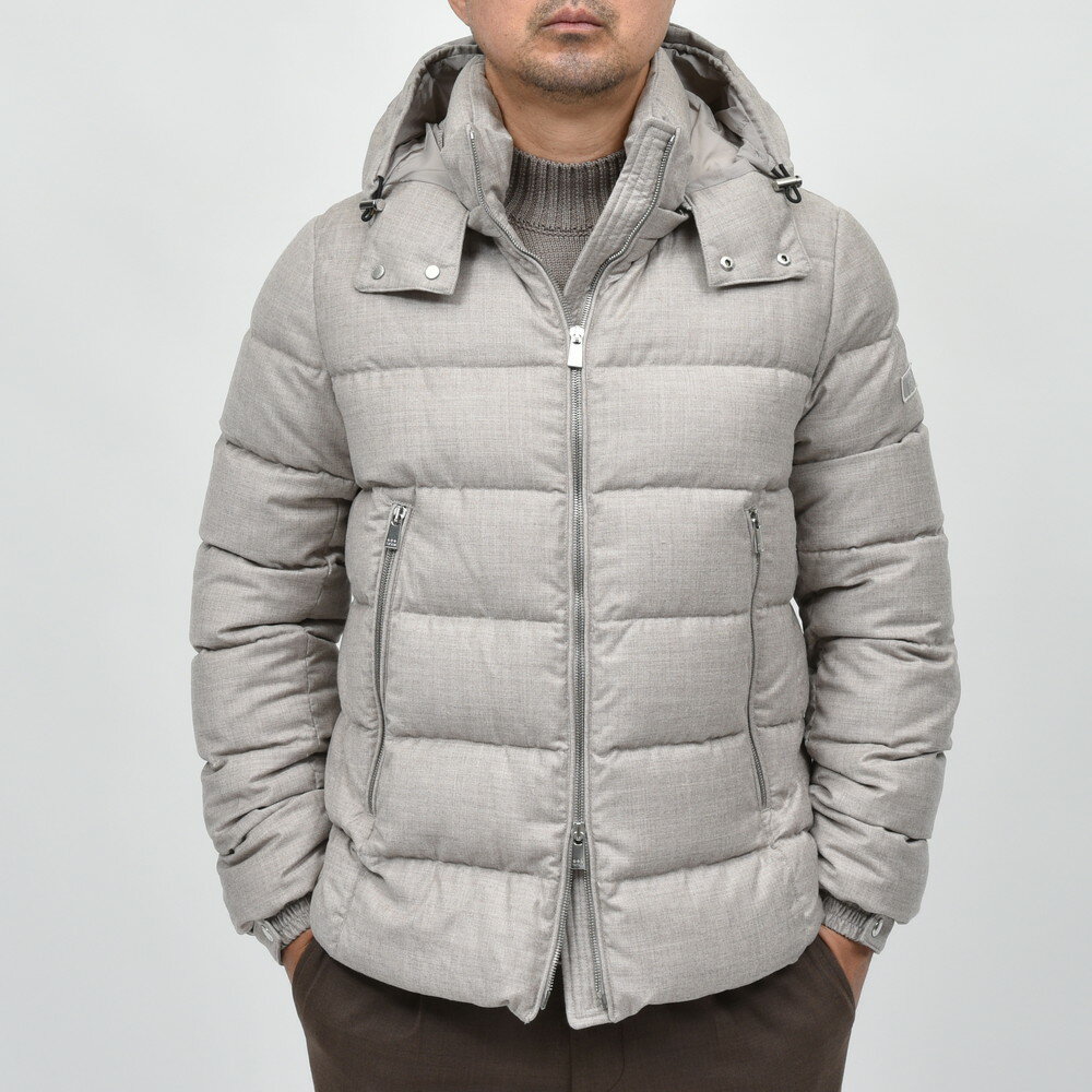 TATRAS / タトラスDOMIZIANOドミッツィアーノ Loro PianaロロピアーナSUPER150'sウォーターレペレントウールシルクサキソニーフーディーダウンブルゾン MTRL24A4289-D 74042000031