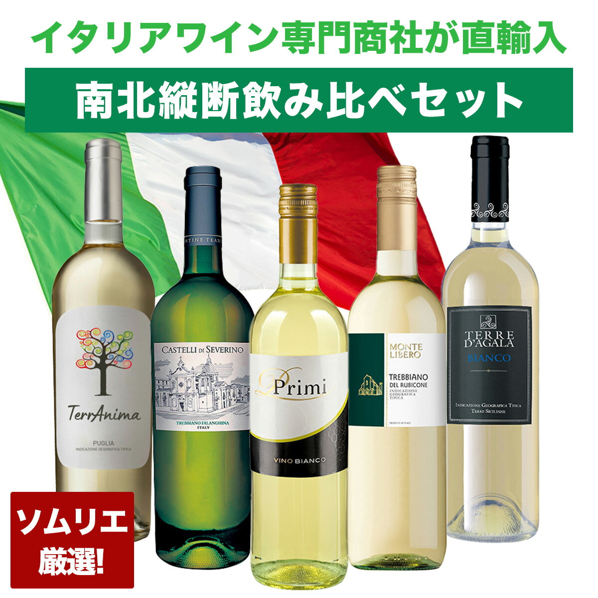 ワイン飲み比べセット 【6月上旬出荷予定】 イタリア 縦断 白 ワイン 5本 セット イタリアワイン 白ワイン 辛口 セット 父の日 母の日 ワインセット 飲み比べ お酒 ミディアムボディ ライトボディ ソムリエ ギフト プレゼント エミリア ロマーニャ マルケ プーリア シチリア 高級ワイン 高級酒