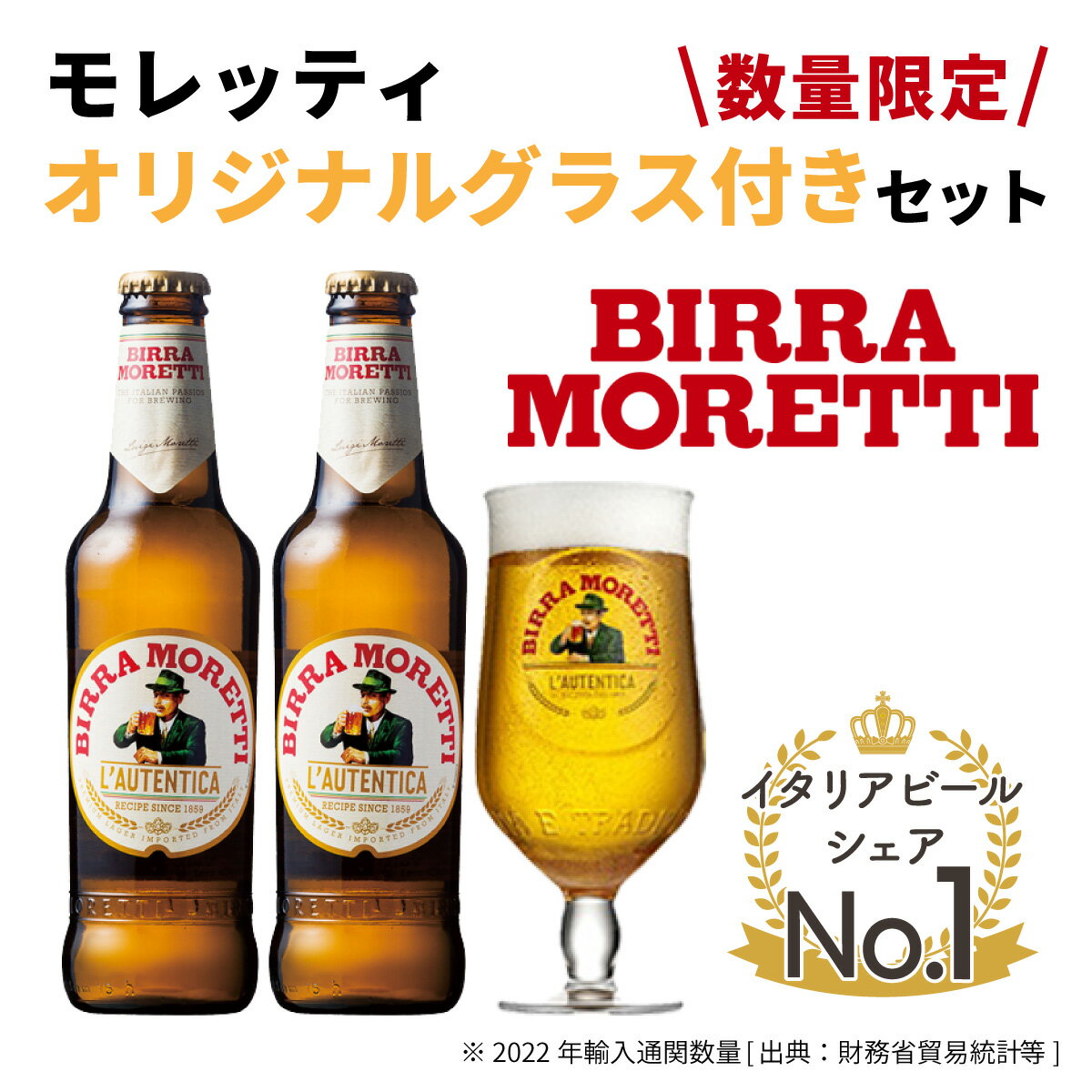 【数量限定】オリジナル グラス 付き セット モレッティ ビール 2本セット イタリア 世界 海外 外国 ご当地 誕生日 退職祝い ギフト プレゼント クリスマス 正月 タンブラー BEER ITALY