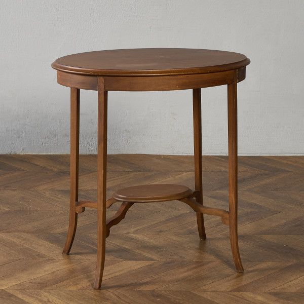 テーブル イギリス 天然木 英国 クラシック サイドテーブル サイド オケージョナル 木製 オーバル 飾り台 ラック 花台 レトロ アンティーク スタイル #94246