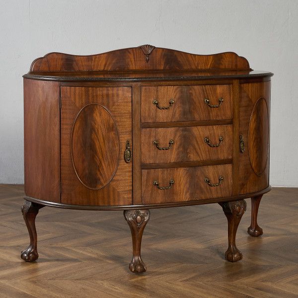 英国 クラシック サイドボード IZ95609E★ ウォールナット 脚付 鍵付 引き出し キャビネット 飾り棚 収納 イギリス アンティーク スタイル #95609