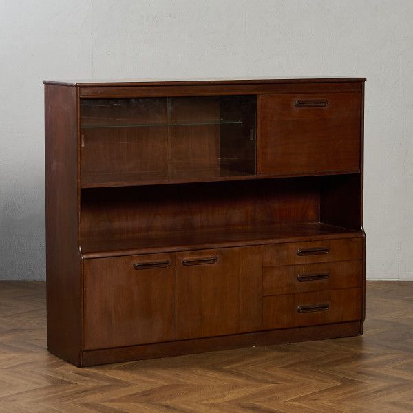 英国 ヴィンテージ カップボード IZ96823C★ ハイボード ハイ サイドボード 食器棚 チーク イギリス 木製 北欧 スタイル ビューロー モダン #96823