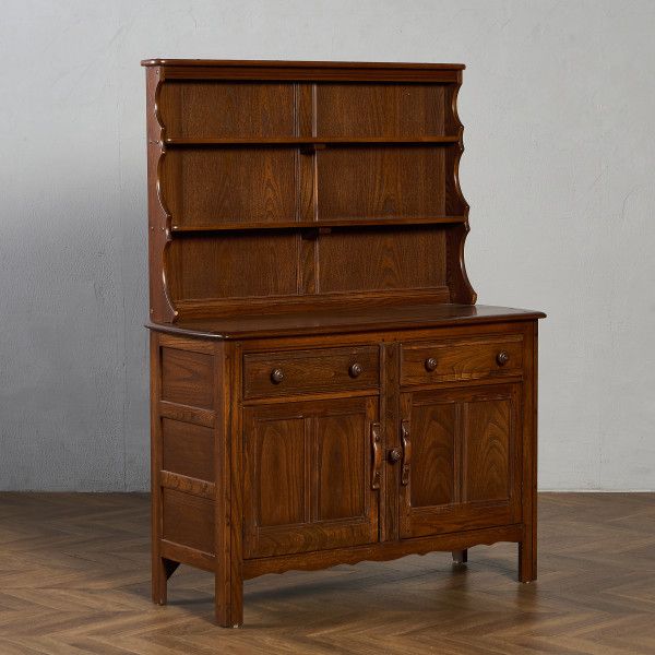 アーコール ERCOL オールドコロニアル ウェルシュドレッサー エンボスゴールドメタルラベル IZ97075C★ 英国 エルム 飾り棚 本棚 食器棚 カップボード サイドボード 木製 #97075