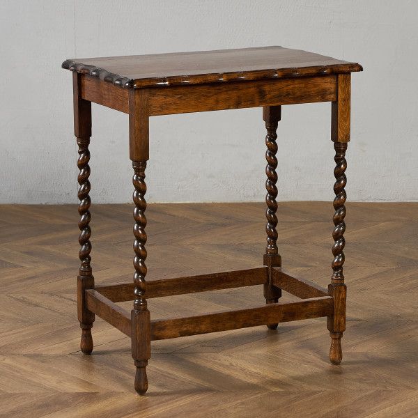 英国 クラシック バーリーシュガーツイスト サイドテーブル IZ97210E★ オーク 飾り台 レクタングル オケージョナル アンティーク スタイル #97210