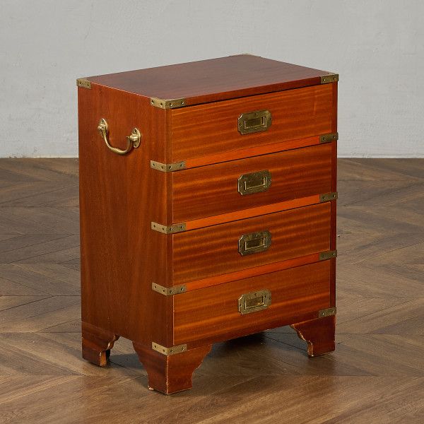 キャンペーンスタイル 4段チェスト IZ97484C★英国 ヴィンテージ 4段 チェスト ベッドサイド キャビネット ウォールナット サイドテーブル クラシック #97484