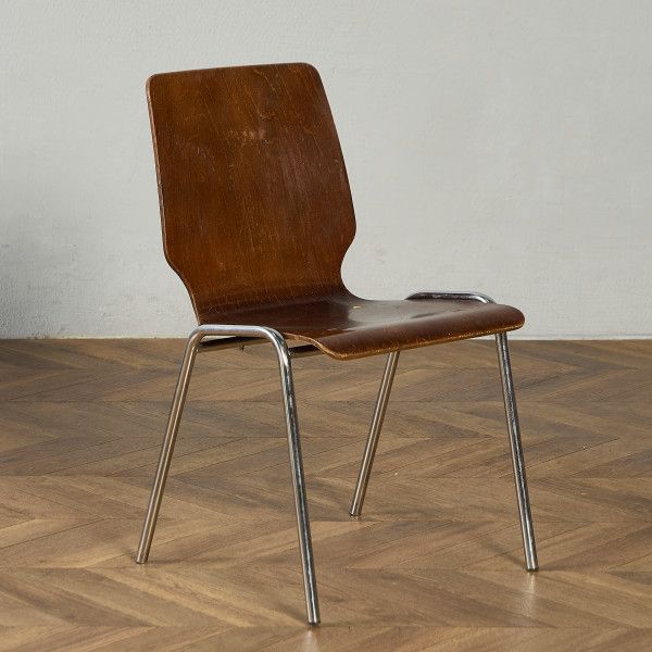 椅子・ソファ オランダ プライウッド Vink Lisse スタッキング スクールチェア 椅子 ビンテージ スチール イス 鉄脚 工業系 チェア モダン #97565