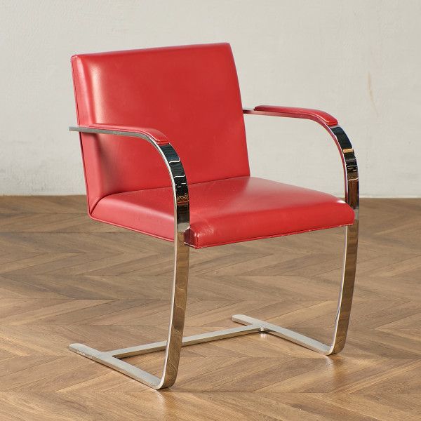 Rakuten - 椅子・ソファ スチール ヴィンテージ カンチレバーチェア ダイニングチェア ミッドセンチュリー イス モダン 椅子 シンプル レザー デスク チェア 赤 革 #97648