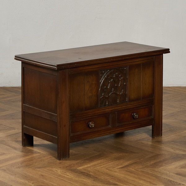 英国 クラシック オーク材 ブランケットボックス IZ97964C★ オーク 木彫刻 センターテーブル 収納箱 イギリス 引き出し 木製 アンティーク スタイル #97964