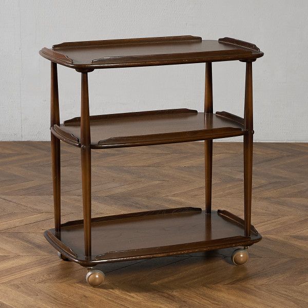 アーコール ERCOL トロリー ワゴン (458) IZ97975C★Ercol 英国 ヴィンテージ 3段 ティ エルム キャスタ..