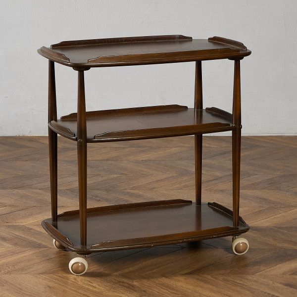 アーコール ERCOL トロリー ワゴン (458) IZ97976C★Ercol 英国 ヴィンテージ 3段 ティ エルム キャスタ..
