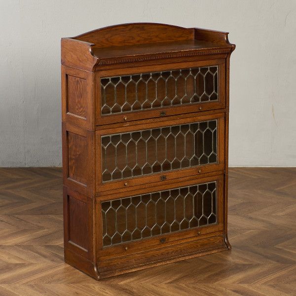 Rakuten - ブックケース・カップボード イギリス オーク Morgan & Co スタッキングブックケース 食器棚 英国 アンティーク ロイヤーズブックケース フラップ扉 本棚 書棚 3段 収納 書棚 クラシック #98413