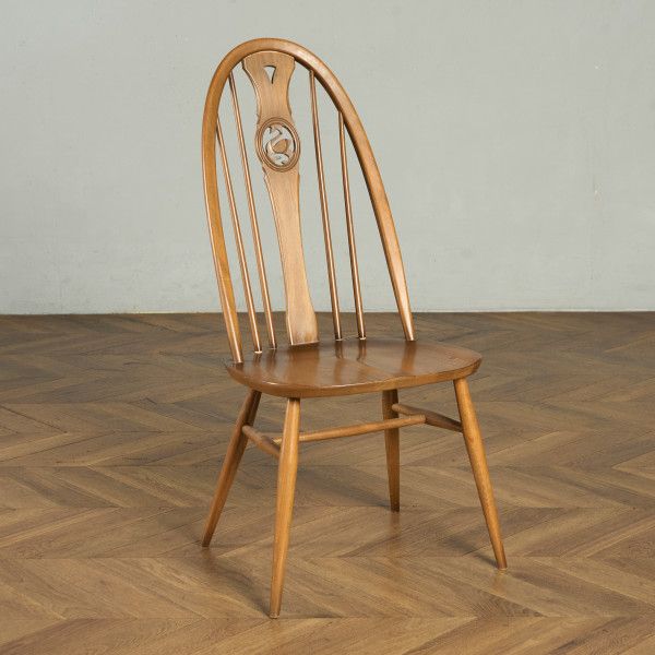 椅子・ソファ イギリス エルム アーコール ERCOL スワンバックチェア ゴールドメタルラベル Ercol スワンバック チェア ヴィンテージ ダイニングチェア ウィンザーチェア 椅子 スワン彫刻 ビンテージ #99553