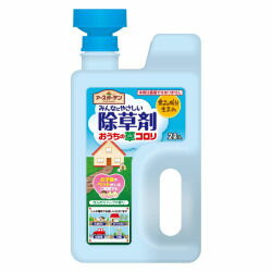 商品名 アースガーデン　みんなにやさしい除草剤 おうちの草コロリ　ジョウロヘッド 内容量 2L×6本 有効成分 ペラルゴン酸　2.5％、水、界面活性剤等　97.5％ 性　状 淡黄色水溶性液体 販売元 アース製薬株式会社 ●商品特長 有効成分は食品由来のペラルゴン酸ですこれはとうもろこしやかんきつ、茶やホップなどの身近な食品に含まれています。 最速10分で枯れ始める超速効タイプの除草剤です。右の写真のようにカタバミの場合は10分経つと組織が壊れ始め、黄色く変色も始まります。これは有効成分のペラルゴン酸が植物の細胞内のpHを急激に低下させて、細胞から内容物の漏出、細胞の破壊をもたらすからです。だから枯れるスピードが速いのです。 有効成分ペラルゴン酸の作用により、薬剤をかけた場所の雑草のみを枯らします。だから枯らしたくない植物のそばでお使いいただいても、薬剤がかからなければ周囲には影響がありません。 【あなたにも、環境にもやさしい除草剤】食品由来成分の「ペラルゴン酸」で作られています。ほんのりハーブの香りなので、イヤなニオイはしません。 お子様やペットがいるご家庭でも安心してお使いいただけます。 ●使用方法 枯らせたい雑草の茎葉に直接散布する。 【雑草の種類】一年生および多年生雑草、ゼニゴケ 【使用時期】雑草生育期（草丈30cm以下） 【使用量】100〜150ml/m&#178; ■■ 散布方法 ■■ キャップを開けて、枯らしたい雑草に散布してください。 ※散布液が出にくい場合は、ボトル側面を軽く押してください。 ●使用上の注意 この除草剤は農薬として使用することができません。農作物の栽培・管理に使用すると罰せられます。 非農耕地用 ●ラベルをよく読む。 ●記載以外には使用しない。●小児の手の届くところには置かない 【安全使用上の注意】 ●使用前に必ず商品表示を読み、十分理解した上で使用してください。 ●定められた使用方法を守ってください。●体調の優れないときは、散布しないでください。●皮膚、飲食物、食器、子供のおもちゃ、観賞魚・小鳥などのペット類、飼料に薬剤がかからないようにしてください。 ●アレルギーやかぶれなどを起こしやすい体質の人、喘息の症状のある人は、薬剤を吸い込んだり、触れたりしないようにしてください。●誤飲などのないように注意してください。●眼に入らないように注意してください。眼に入った場合は直ちに水洗し、異常のある場合は眼科医の診療を受けてください。●万一身体に異常が起きた場合は、医師に相談してください。●散布中は喫煙、飲食等はしないでください。●散布する時は、マスク、手袋、長ズボン・長袖の作業衣などを着用し、作業後は手足、顔などを石けんでよく洗い、うがいをしてください。●散布中及び散布後（少なくとも散布当日）に小児や散布に関係のない者が散布区域に立ち入らないようにし、人畜等に被害を及ぼさないよう注意してください。●変色、シミの原因となるおそれがあるので、自動車、門扉、シャッター、その他の塗装面や大理石等にはかからないように注意してください。 【効果・薬害等の注意】●本剤は農作物および樹木等有用植物の付近、植栽地に流入または飛散するおそれがある場所等では使用しないでください。●本剤を散布した場所やその付近では、有用植物の植付けはしないでください。●本剤の飛散あるいは流出によって、農作物および樹木等の有用植物に薬害が生じることのないよう十分注意して散布してください。【保管上の注意】●直射日光をさけ、食品と区別して、子供の手の届かないなるべく低温な場所に密栓して保管してください。●捨てる際は、プラスチックゴミとして適切に処理してください。 ●コチラもお勧め！ みんなにやさしい除草剤 おうちの草コロリ 1000ml みんなにやさしい除草剤 おうちの草コロリ ジョウロヘッド 2L みんなにやさしい除草剤　おうちの草コロリ つめかえ 850ml 1.7L ※通常、1〜2営業日で発送となります。※納期が遅れる場合、ご連絡します。 ※パッケージは予告なく変更されることがあります。