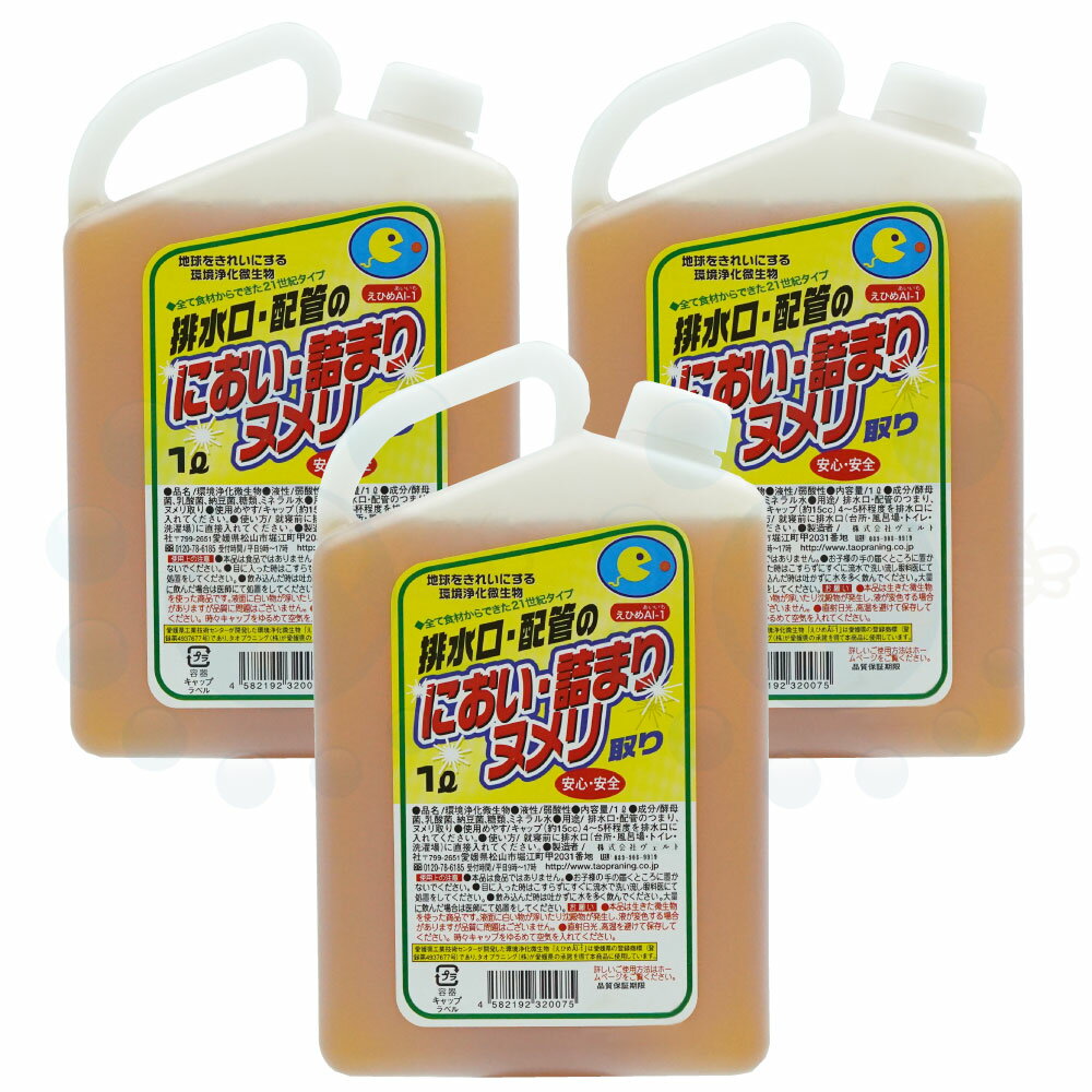 におい 排水口 配管 えひめAI-1 K 配管ヌメリ取り1L×3本 詰まり 安心 安全