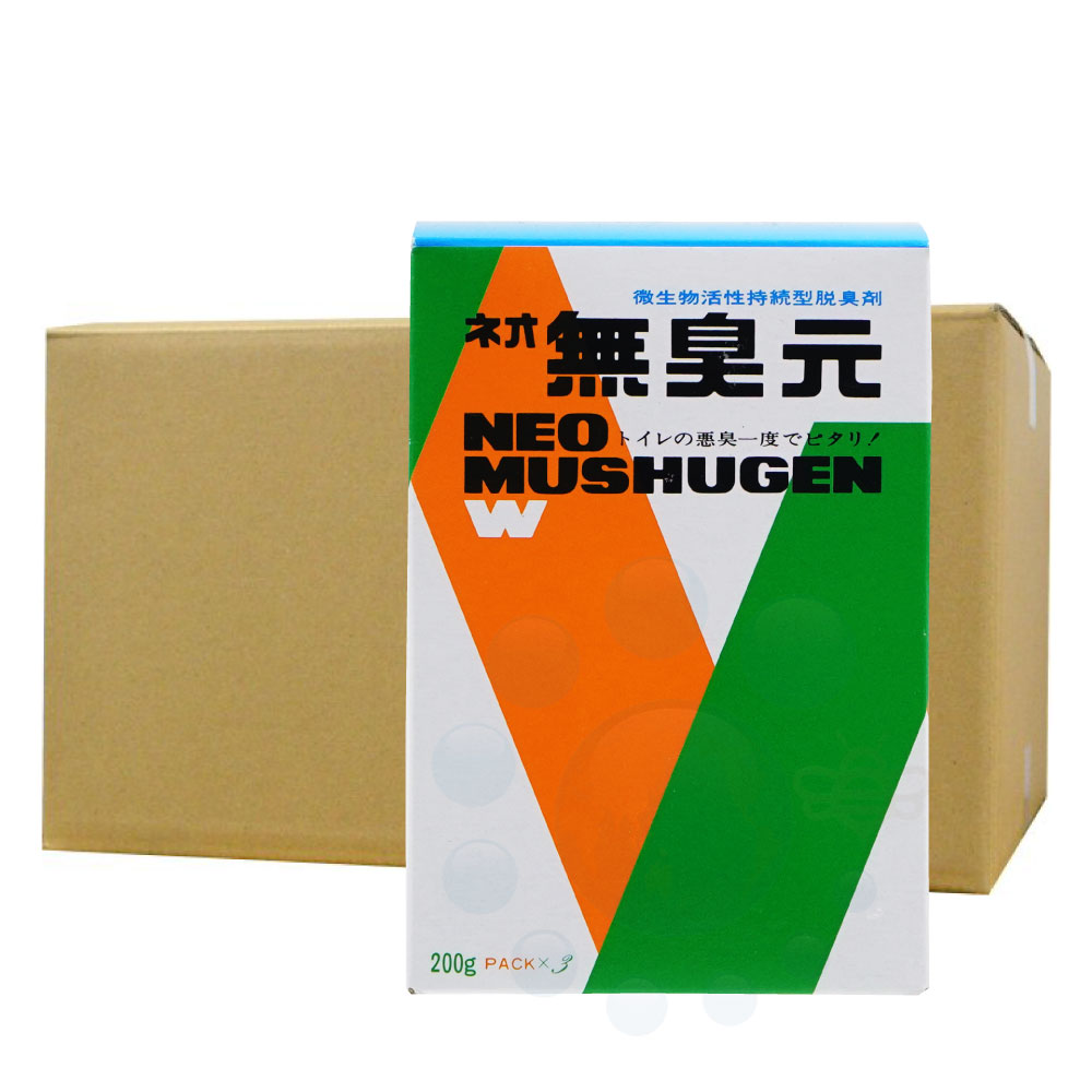 商品名 ネオ無臭元W 内容量 （200g袋×3袋）×20箱 有効成分 微生物製剤、消臭成分 用　途 汲み取りトイレ、浄化槽の悪臭対策 販売元 無臭元工業株式会社 ●商品特長 ◆微生物を環境衛生に応用した画期的な消臭剤です。 ◆1回（200g／袋）の使用で次の汲み取り時まで消臭を続けます。 ◆汲み取り時にも悪臭がありません。 ◆人畜、作物に害はありません。 ◆水洗トイレ、浄化槽の消臭にも使用できます。 ●使用方法 200gを2リットルのゆるま湯又は水に入れ、よくかき混ぜて下さい。 便槽全体にいきわたるように散布して下さい。汲み取り期間が長期の場合には、1ヶ月半毎に同量を追加して下さい。 水洗トイレには、月1回200gを便器より直接流し入れて下さい。 ●使用上の注意 ◆定められた使用方法を厳守すること。 ◆使用用途以外には使わないで下さい。 ◆直射日光のあたる場所、高温になる場所での保管は避けて下さい。 ◆子供の手の届かないところに保管して下さい。 ◆その他、使用上の注意をよく読んでから使用すること。 ●コチラの商品もお勧め！ 浄化槽専用消臭剤 浄化槽無臭元 浄化槽の水質管理やシーディングに 浄化槽アクセラーゼ ※パッケージは予告なく変更されることがあります。 関連商品ネオ無臭元W （200g×3袋）×5箱 汲み取りトイレ用消臭剤 微生物...ネオ無臭元W 200g×3袋 汲み取りトイレ用消臭剤 微生物活性持続型...仮設トイレ消臭液 サルワエース 1L×3本 防虫効果 伊吹正...3,658円770円13,860円消臭剤 無臭元LL 200g×5袋 汲み取りトイレの悪臭対策 微生物が...浄化槽 消臭 浄化槽無臭元 630g （210g×3袋）×5箱 脱臭剤...浄化槽 消臭 浄化槽無臭元 630g （210g×3袋） 脱臭剤 活性...1,210円6,285円1,320円浄化槽 消臭 浄化槽無臭元 630g （210g×3袋）×20箱 脱臭...トイレのニオイがなくなる液剤 1L×12本...消臭剤 無臭元LL（200g×5袋）×5箱 汲み取りトイレ用消臭剤 微...23,760円15,048円5,995円消臭剤 無臭元LL 1kg 汲み取りトイレ 悪臭対策 微生物 悪臭原...ポータブルトイレ用消臭液 480ml×20本 介護用トイレ用消臭剤の必...消臭剤 スッキーリ！ トイレ用 さわやかなグレープフルーツ 400ml...1,210円10,351円4,939円●浄化槽・汲み取り用薬剤の選び方 商品名称 浄化槽無臭元 ネオ無臭元W 無臭元LL 浄化槽アクセラーゼ 内容量 630g（210g×3P入） 600g（200g×3P入） 1000g（200g×5P入） 180g（180g×1P入） 使用場所 浄化槽 浄化槽 汲み取り便所 浄化槽 使用用途 浄化槽の悪臭対策 浄化槽の悪臭対策 汲取便所の悪臭除去 微生物の形成促進 使用方法 1袋を便器から水で流す 1袋を便器から水で流す 1袋を便器より便槽に散布 袋を開けて浄化槽に投入 使用量 5〜7人槽に対して210g袋 5〜7人槽に対して200g袋 5〜7人槽に対して200g袋 5〜7人槽に対して180g袋 特　　徴 水質改善・安定化 悪臭に対する効果が高い 消臭効果が長い 微生物の活性化
