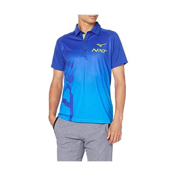 ミズノ(MIZUNO) トレーニングウェア N-XT ポロシャツ 半袖 細身 32JA0270 サーフブルー×ドレスネイビー
