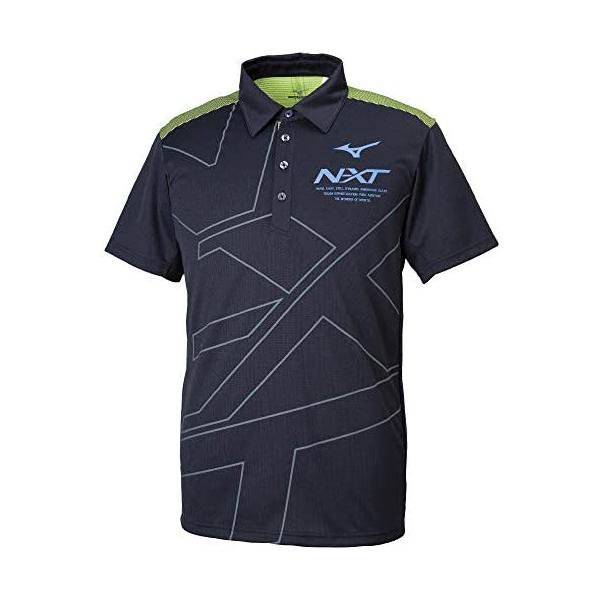 ミズノ(MIZUNO) N-XT ポロシャツ 半袖 細身 吸汗速乾 32JA9270 ブラック×セーフティイエロー