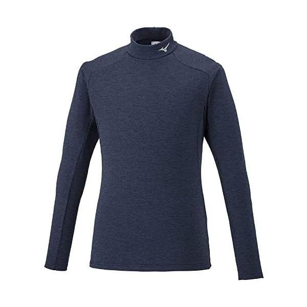 ミズノ(MIZUNO) ストレッチフリース ハイネックシャツ 長袖 32MA2542 メンズ ナイトブルー杢
