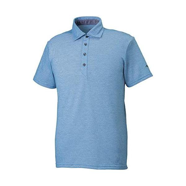 ミズノ(MIZUNO) トレーニングウェア ポロ 半袖 吸汗速乾 細身 32MA9083 ブルージェイ杢