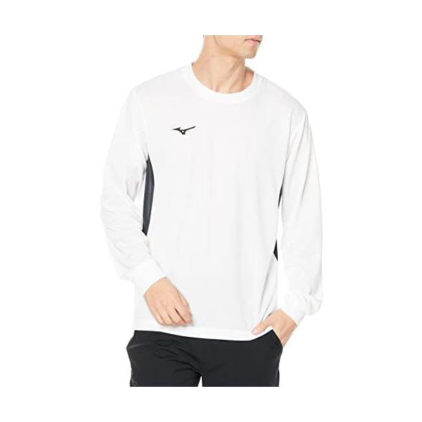 乐天商城 - ミズノ(MIZUNO) 長袖 Tシャツ ナビドライ 切替 Uネック 吸汗速乾 32MAA195 メンズ ホワイト/ブラック