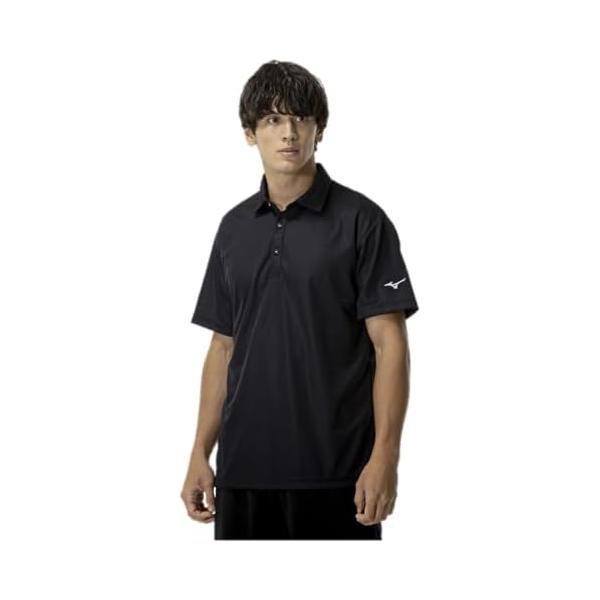 ミズノ(MIZUNO) ナビドライ 半袖ポロシャツ 吸汗速乾 32MAC193 ブラック/シルバー