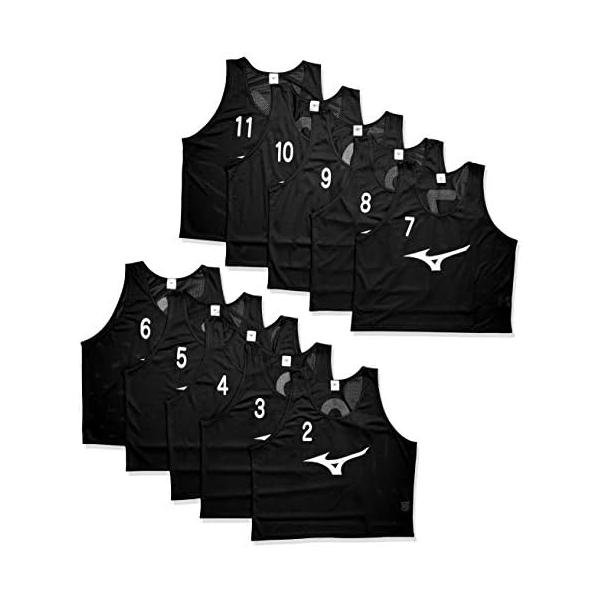 ミズノ(MIZUNO) ビブス 10枚セット 番号付 ノースリーブ スタンダード 32MH9011 ブラック フリーサイズ