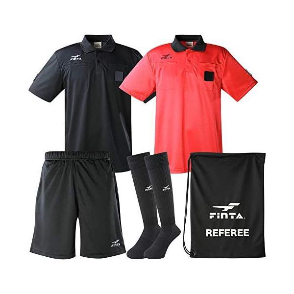 フィンタ(FINTA) サッカー・フットサル カラー レフェリー4点セット FT5197-0571 (ブラック×レッド)