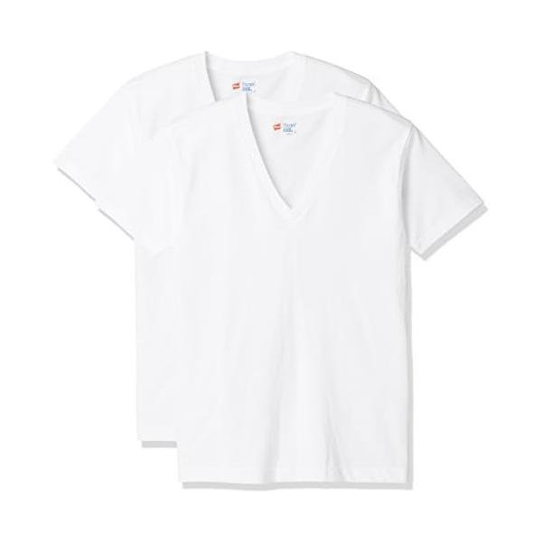 ヘインズ(Hanes) 2枚組 ジャパンフィット ドライ 半袖 Japan Fit Vネック H5215 メンズ ホワイト
