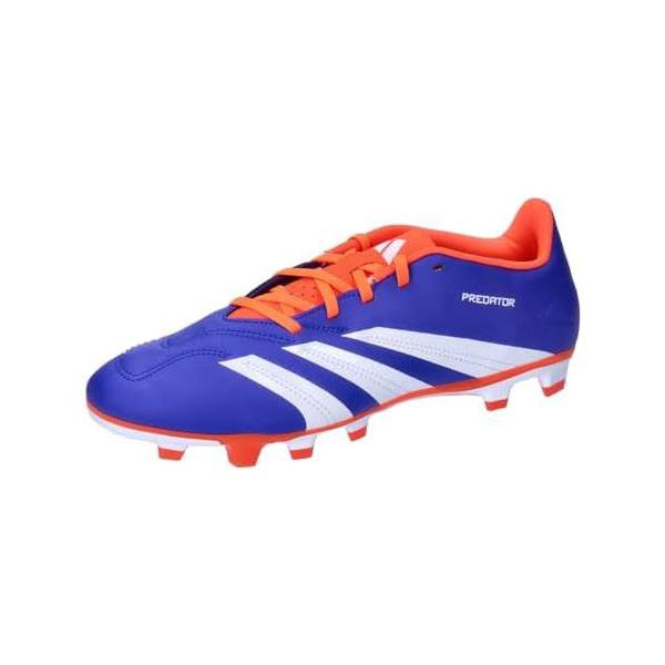 adidas プレデター CLUB FxGプレデターはプレッシャーをシュート精度に変えて、ゴールを奪う。内側にストライクプリントエレメントと、快適さをアップするフォーム素材のレイヤーを施した、合成アッパーのサッカーシューズ。チーム内で求められるポジションに応じて力を発揮できる、各種グラウンドに対応するアウトソールを搭載。リサイクル素材を選択することで、既に製造された製品の素材を再利用することができ、それがゴミの削減につながる。また、再生可能素材を選択することでも、限りある資源への依存を減らすことができる。このアディダス製品は、リサイクル素材や再生可能素材をブレンドしたものを20%以上使用している。■素材：【アッパー】合成皮革 【アウトソール】合成底■サイズ：22.0～31.0■カラー：IE0611ルシッドブルー/フットウェアホワイト/ソーラーレッドレギュラーフィット、シューレースクロージャー、ストライクプリント入り合成アッパー、テキスタイルライニングADVANCEMENT PACK