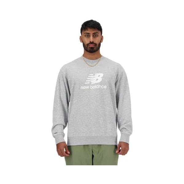 ニューバランス(New Balance) メンズ スタックロゴ スウェットクルー MT41500 AG(アスレチックグレー)