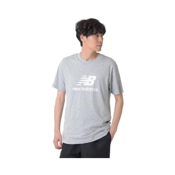 ニューバランス(New Balance) スタックドロゴ 半袖Tシャツ 綿100% メンズ MT41502-AG Aグレー(4.0)