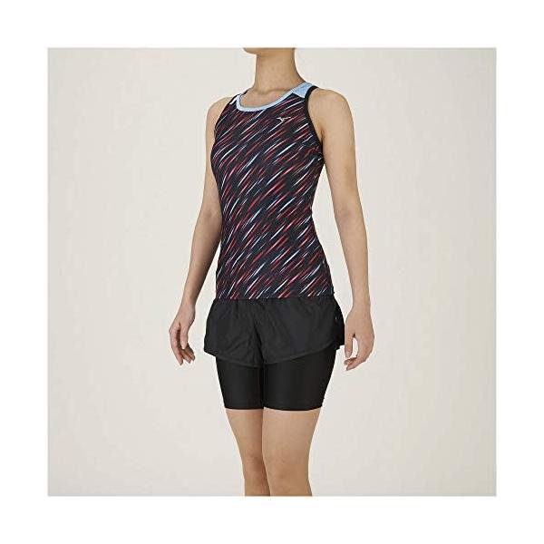 Two-Piece - ミズノ(MIZUNO) フィットネス水着 ジム用 レディース セパレーツ(3分丈) N2JG984462 レッド