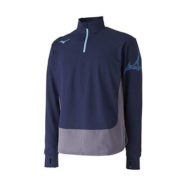 Rakuten - ミズノ(MIZUNO) ストレッチフリース ハーフジップ P2MC9515 Dネイビー/キャスチャコール 薄手 細身