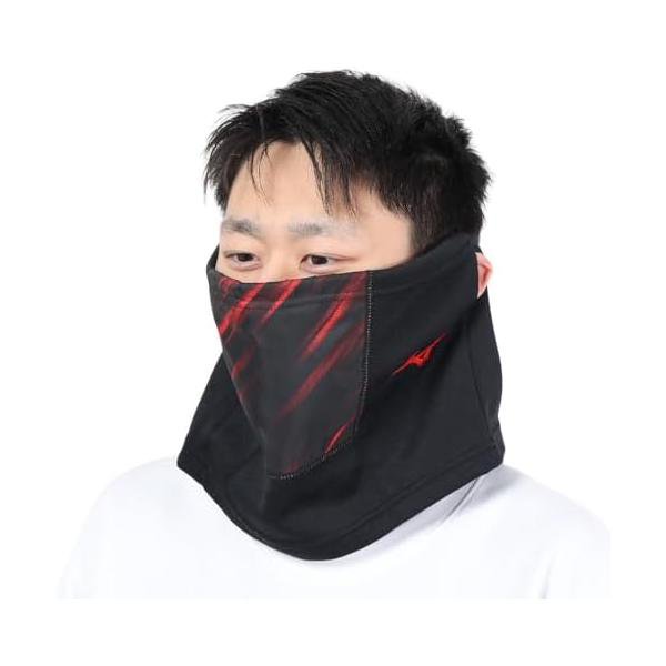 ミズノ(MIZUNO) サッカー ブレスサーモネックウォーマー 発熱 P2MYA50596 ブラック×チャイニーズレッド