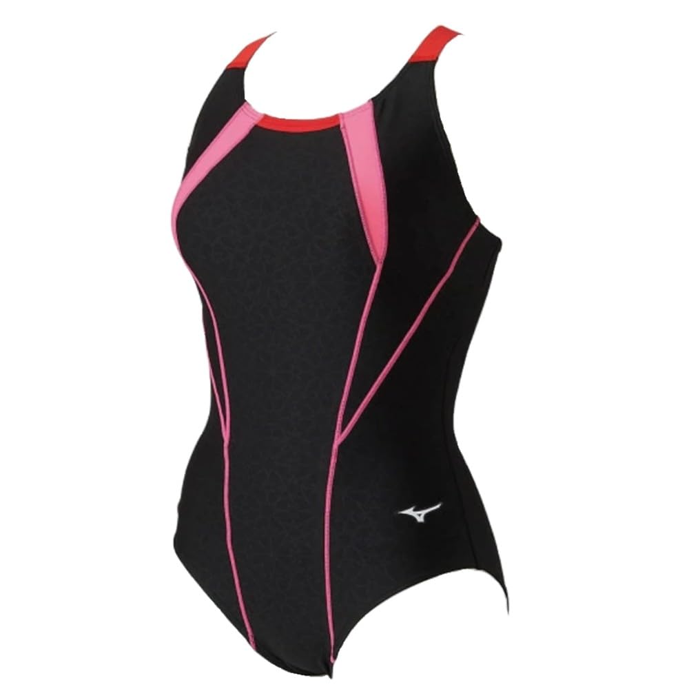 ミズノ(MIZUNO) フィットネス水着 ストロークワン ワンピース ピースバック ブラック/ローズ(96) N2JAA..