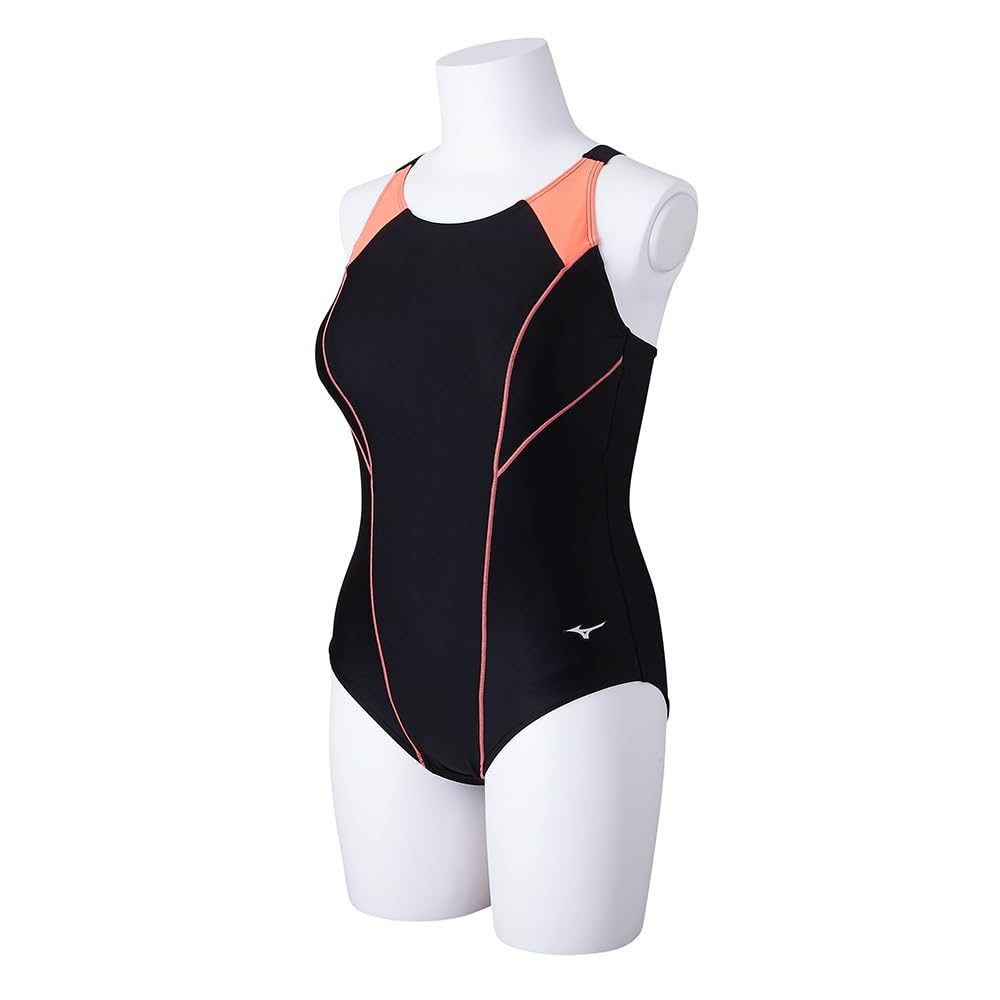 乐天商城 - ミズノ(MIZUNO) 水泳 フィットネス水着 ストロークワン ワンピース レディース ブラック×コーラルピンク N2JAB30296