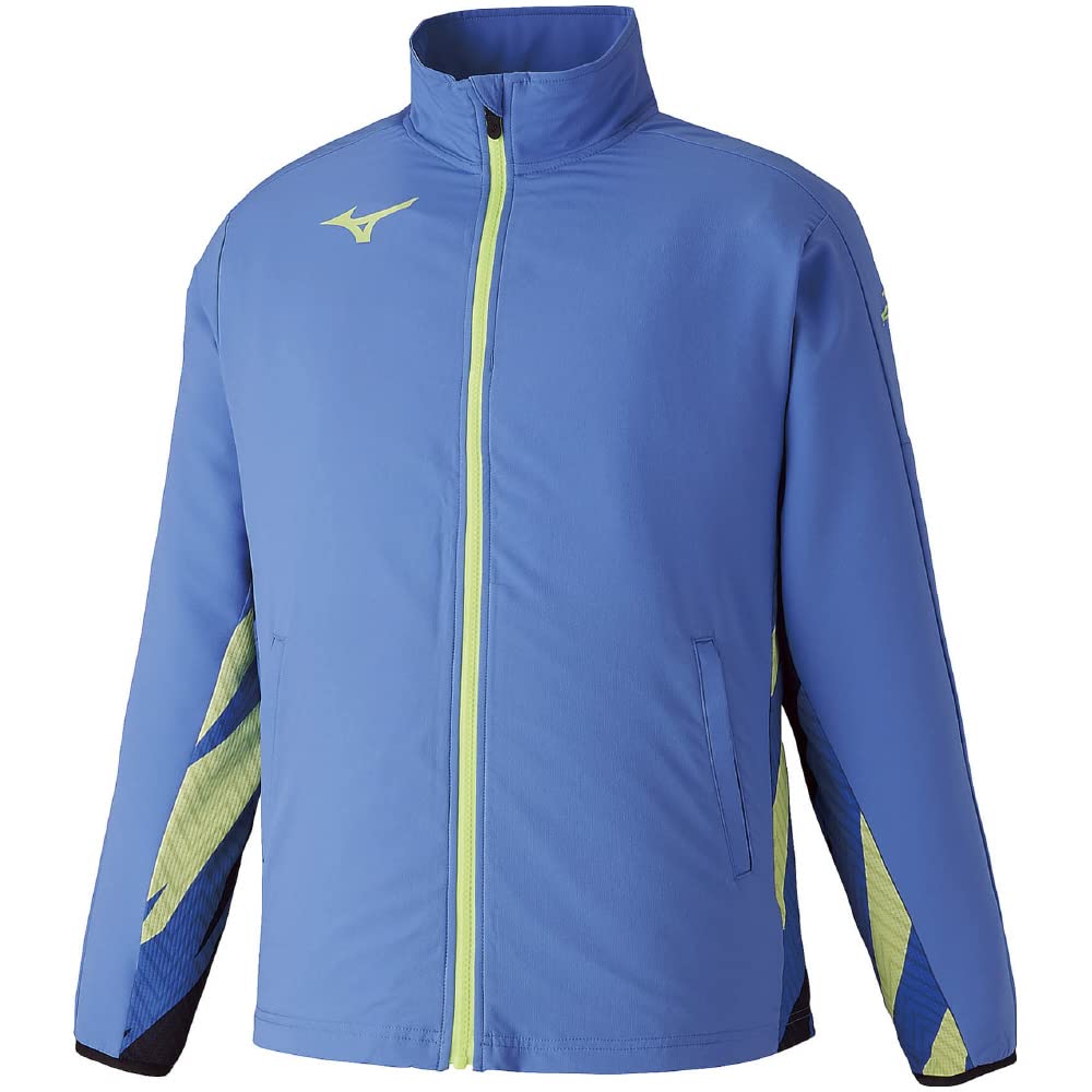 ミズノ(MIZUNO) テニス トレーニングクロスジャケット 吸汗速乾 ストレッチ ソニックブルー×ネオライム 62JC201025