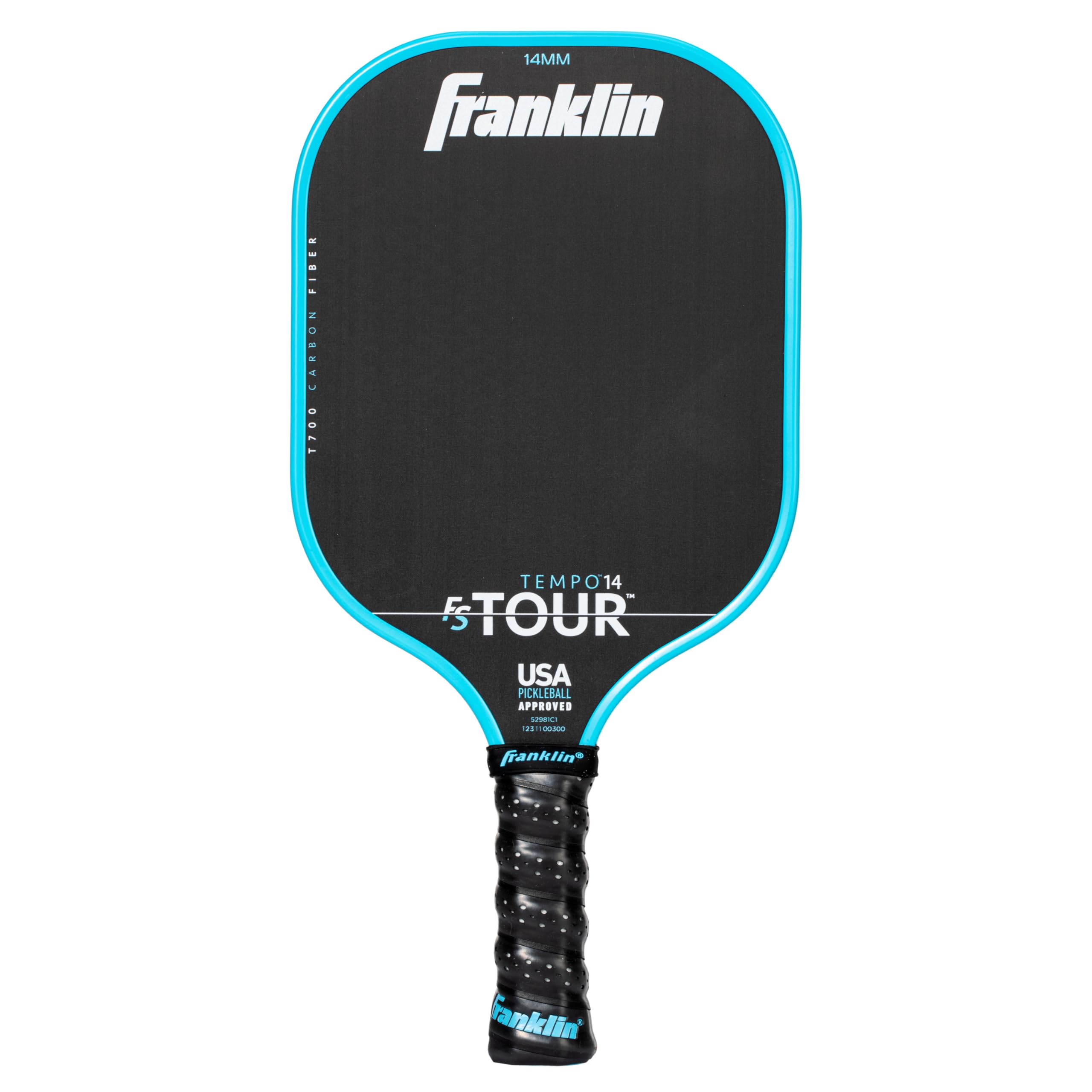 FSツアーシリーズからTEMPOシリーズが新登場！TEMPOのパドルは、同じくFS TOURシリーズのDYNASTYに比べて、伝統的なパドル形状を採用しています。 スイートスポットが大きくミスに寛容な設計が特徴。 プロツアーパドル：フランクリンのピックルボールプロ名簿の助けを借りて開発されたFS ツアーシリーズのパドルは、スポーツの最高レベルでパフォーマンスを発揮するように設計されており、トーナメントと競技用にUSAピックルボールによって公式に承認されています。 カーボンファイバーの表面： このUSAピックルボール承認のFSツアーシリーズのピックルボールパドルは、高品質のT700 未加工カーボンファイバー表面層で構成されており、自然なテクスチャード加工のパドル表面を作り出し、正確なショット作りのためにスピンを増やします。 強化されたポリマーコア：厚さ14mmのポリマーコアと高密度フォーム注入された周囲は、拡大して強化されたスイートスポットを提供し、ピックルボールプレーヤーにコントロールとパワーの完璧なバランスを与え、中重量8 - 8.8オンスのフレームでコントロールとパワーの完璧なバランスを提供します。 一体型構造：カーボンファイバーに包まれた単一のコア構造と完全に包まれたコアが、パドル面とハンドルの間の構造的完全性を最大化し、安定性を高め、優れた耐久性、振動を減衰させます。 プレミアムグリップ：FS Tour Series Dynastyパドルは、長くてクッション性のある5.6インチのハンドルで最大のリーチを実現し、快適さと衝撃吸収性を向上させます (ハンドルの円周: 4.3インチ)。 材質：カーボンファイバー グリップサイズ：スタンダード 商品の重量：281 g スポーツラケットのストリング取り付け：ガット付き
