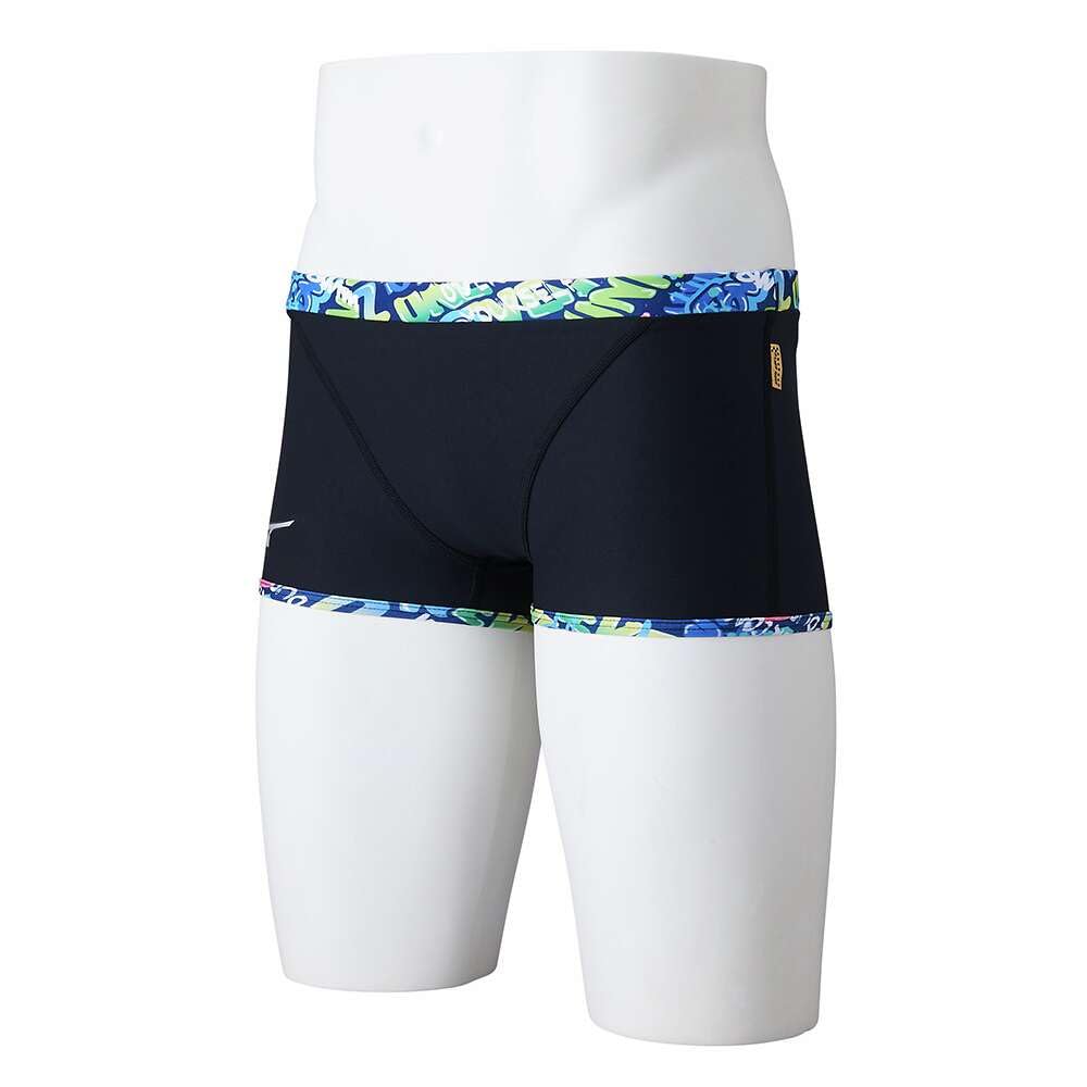ミズノ(MIZUNO) 水泳 競泳 練習用 トレーニング水着 エクサースーツ ショートスパッツ ボーイズ ブラック×ブルー N2MBB98791