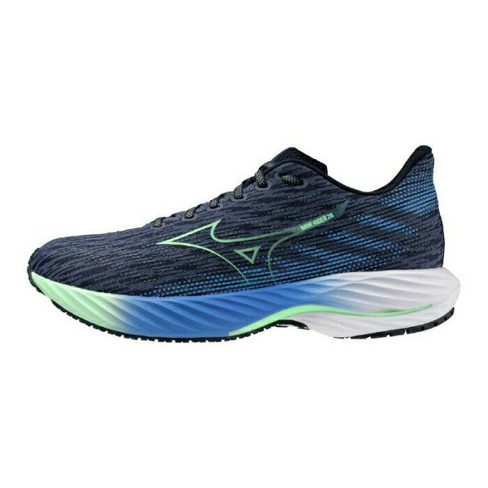 Rakuten - ミズノ(MIZUNO) ランニングシューズ ウエーブライダー28 軽量 反発 厚底 ダークグレー×パープル×ミントグリーン 2E J1GC240351