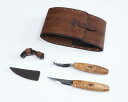 【ウクライナ産】レザーケース付 カービングセット 木彫り カービングナイフ&フックナイフ 【SWAYTOBOR】Wood carving kit st